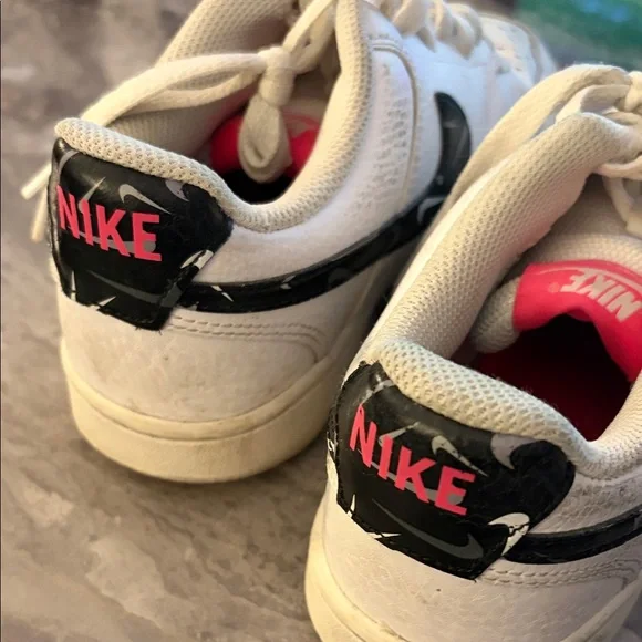 Nike White and Black Pink Court Vision Shoes - Picture 3 of 7